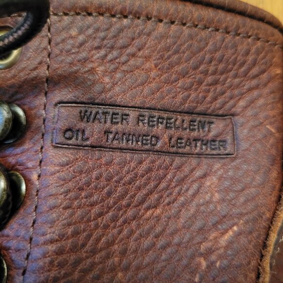 Ad Tec Girls 2 Brown Leather Packer Boots Stacked Heel Water Repellant 4173 - Picture 9 of 12
